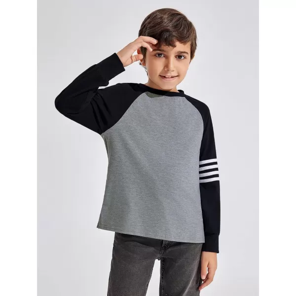 Haloumoning Boys Long Sleeve Raglan T-Shirts Casual Colorblock Crewneck Tops Tees 4-14 Years