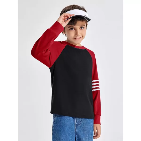 Haloumoning Boys Long Sleeve Raglan T-Shirts Casual Colorblock Crewneck Tops Tees 4-14 Years