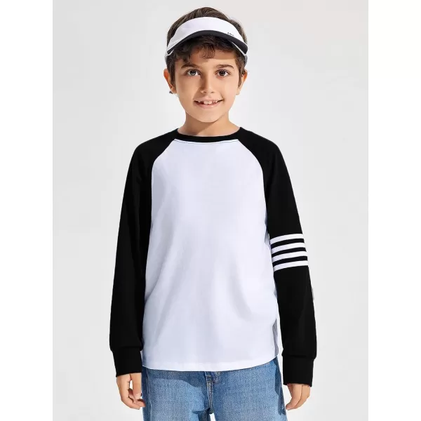 Haloumoning Boys Long Sleeve Raglan T-Shirts Casual Colorblock Crewneck Tops Tees 4-14 Years