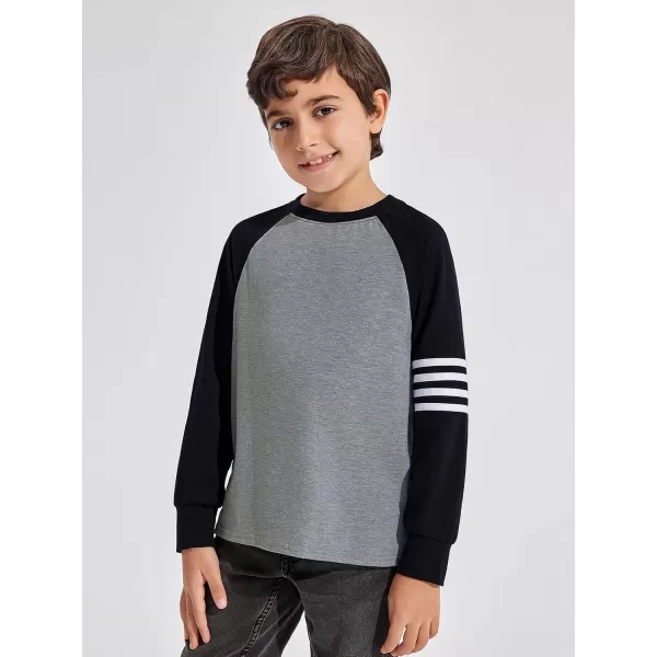 Haloumoning Boys Long Sleeve Raglan T-Shirts Casual Colorblock Crewneck Tops Tees 4-14 Years