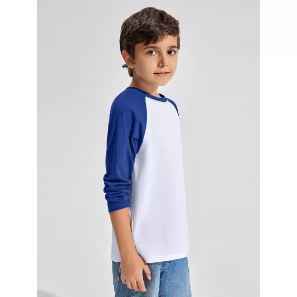 Haloumoning Boys Long Sleeve Raglan T-Shirts Casual Colorblock Crewneck Tops Tees 4-14 Years