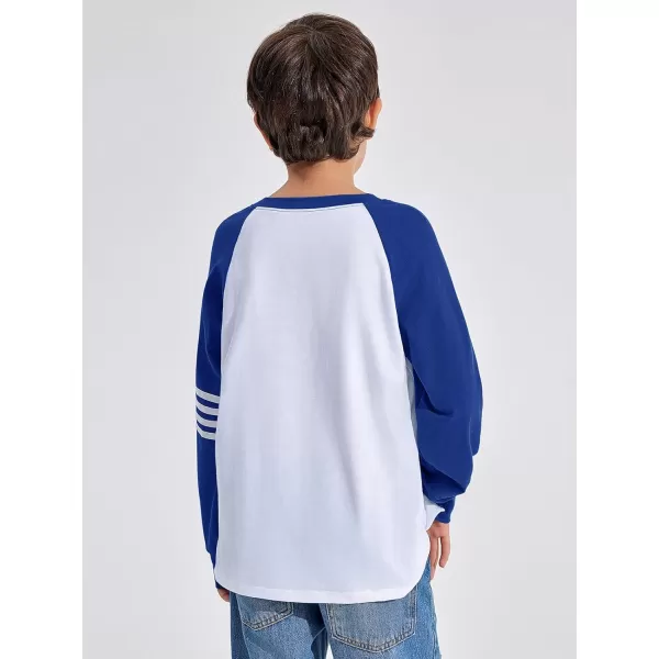Haloumoning Boys Long Sleeve Raglan T-Shirts Casual Colorblock Crewneck Tops Tees 4-14 Years