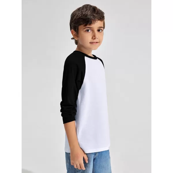 Haloumoning Boys Long Sleeve Raglan T-Shirts Casual Colorblock Crewneck Tops Tees 4-14 Years