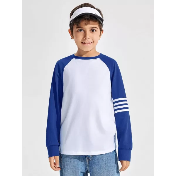 Haloumoning Boys Long Sleeve Raglan T-Shirts Casual Colorblock Crewneck Tops Tees 4-14 Years