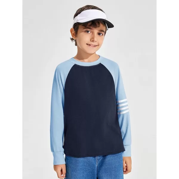 Haloumoning Boys Long Sleeve Raglan T-Shirts Casual Colorblock Crewneck Tops Tees 4-14 Years