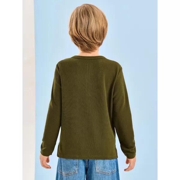 Haloumoning Boys Long Sleeve Shirts Kids Henley Neck Button Up Tshirts Lightweight Fashion Tops