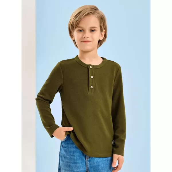Haloumoning Boys Long Sleeve Shirts Kids Henley Neck Button Up Tshirts Lightweight Fashion Tops