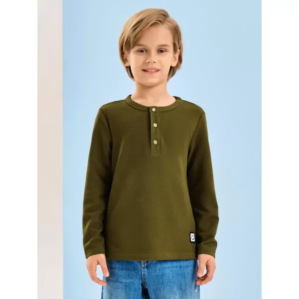 Haloumoning Boys Long Sleeve Shirts Kids Henley Neck Button Up Tshirts Lightweight Fashion Tops