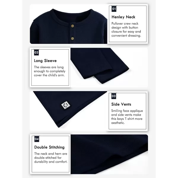 Haloumoning Boys Long Sleeve Shirts Kids Henley Neck Button Up Tshirts Lightweight Fashion Tops