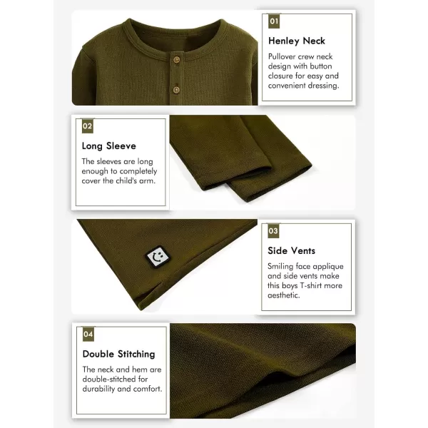 Haloumoning Boys Long Sleeve Shirts Kids Henley Neck Button Up Tshirts Lightweight Fashion Tops