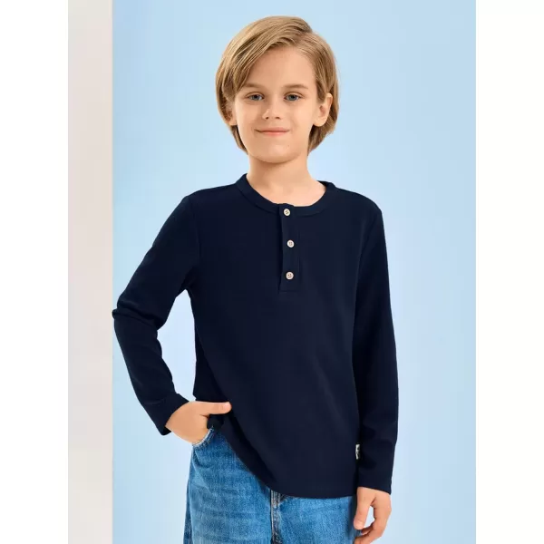 Haloumoning Boys Long Sleeve Shirts Kids Henley Neck Button Up Tshirts Lightweight Fashion Tops