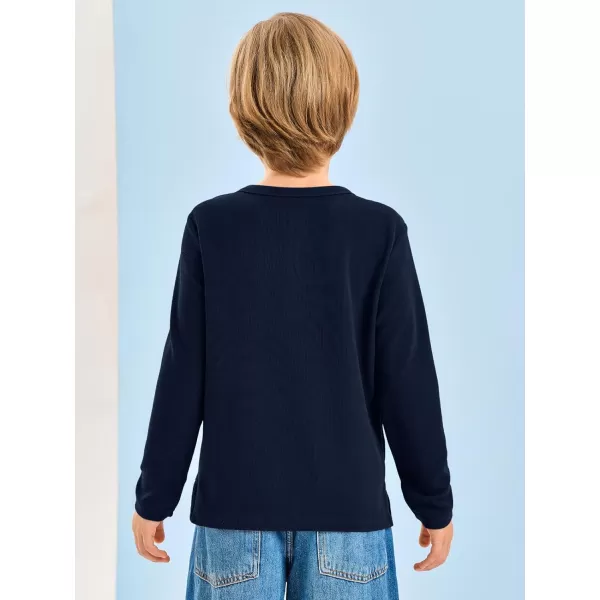 Haloumoning Boys Long Sleeve Shirts Kids Henley Neck Button Up Tshirts Lightweight Fashion Tops