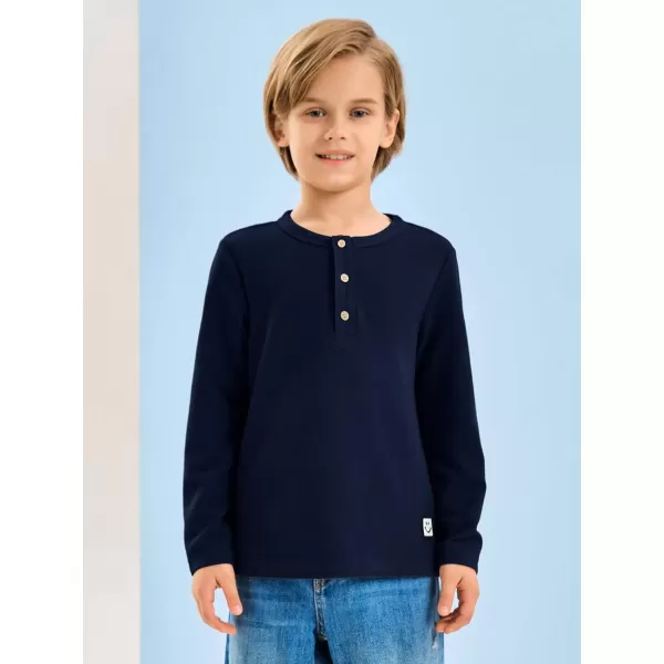 Haloumoning Boys Long Sleeve Shirts Kids Henley Neck Button Up Tshirts Lightweight Fashion Tops