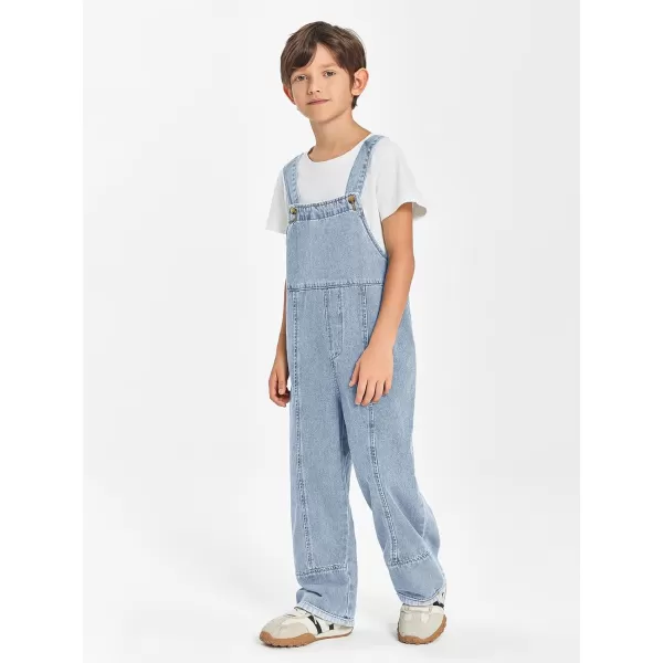 Haloumoning Boys Overalls Denim Cute Adjustable Straps Bib Overalls Kids Loose Fit Jean Jumpsuits 5-14 Years