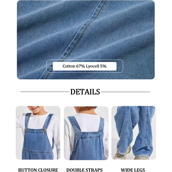 Haloumoning Boys Overalls Denim Cute Adjustable Straps Bib Overalls Kids Loose Fit Jean Jumpsuits 5-14 Years