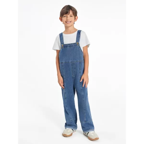 Haloumoning Boys Overalls Denim Cute Adjustable Straps Bib Overalls Kids Loose Fit Jean Jumpsuits 5-14 Years