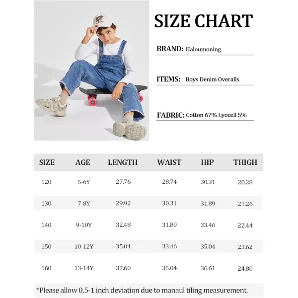 Haloumoning Boys Overalls Denim Cute Adjustable Straps Bib Overalls Kids Loose Fit Jean Jumpsuits 5-14 Years