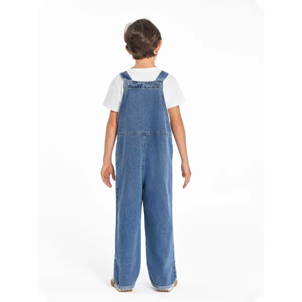 Haloumoning Boys Overalls Denim Cute Adjustable Straps Bib Overalls Kids Loose Fit Jean Jumpsuits 5-14 Years