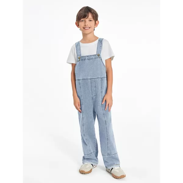 Haloumoning Boys Overalls Denim Cute Adjustable Straps Bib Overalls Kids Loose Fit Jean Jumpsuits 5-14 Years