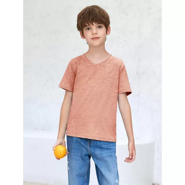Haloumoning Boys Short Sleeve V Neck T Shirts Summer Casual Kids Soft Tshirts Basic Tees Tops 4-14 Years