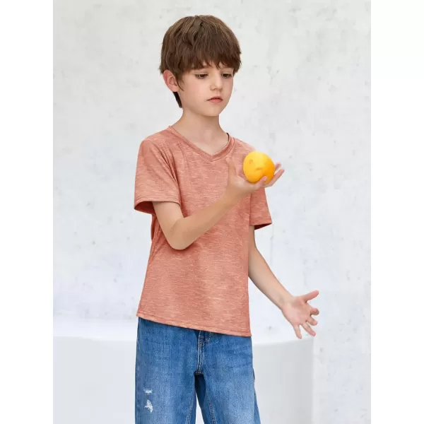 Haloumoning Boys Short Sleeve V Neck T Shirts Summer Casual Kids Soft Tshirts Basic Tees Tops 4-14 Years