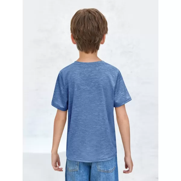 Haloumoning Boys Short Sleeve V Neck T Shirts Summer Casual Kids Soft Tshirts Basic Tees Tops 4-14 Years