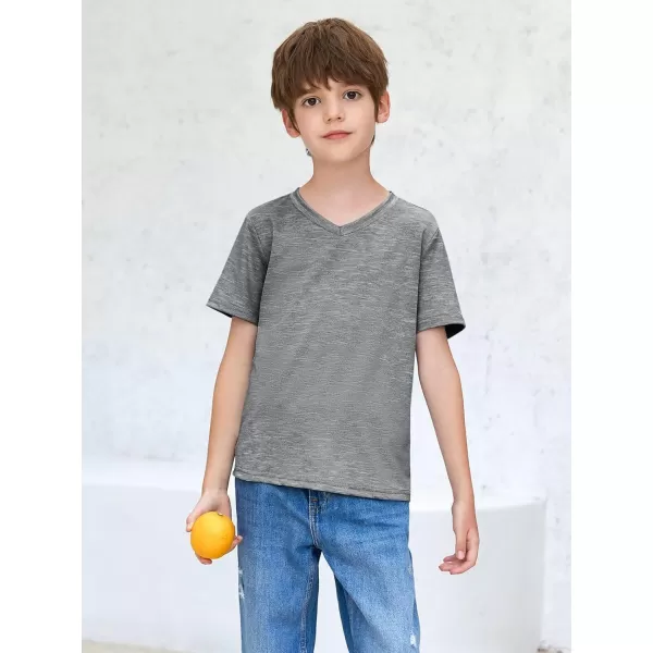 Haloumoning Boys Short Sleeve V Neck T Shirts Summer Casual Kids Soft Tshirts Basic Tees Tops 4-14 Years