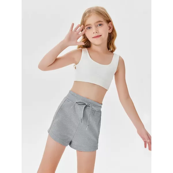 Haloumoning Girls Athletic Shorts Drawstring Elastic Waist Summer Workout Gym Running Sports Shorts with Pockets 5-14 Years