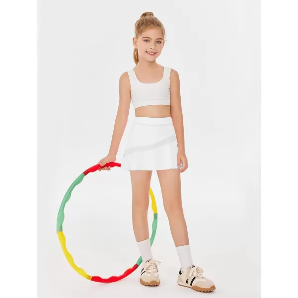 Haloumoning Girls Athletic Tennis Skirts Pleated Workout Golf Skorts with Shorts Pockets