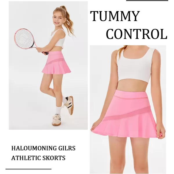 Haloumoning Girls Athletic Tennis Skirts Pleated Workout Golf Skorts with Shorts Pockets