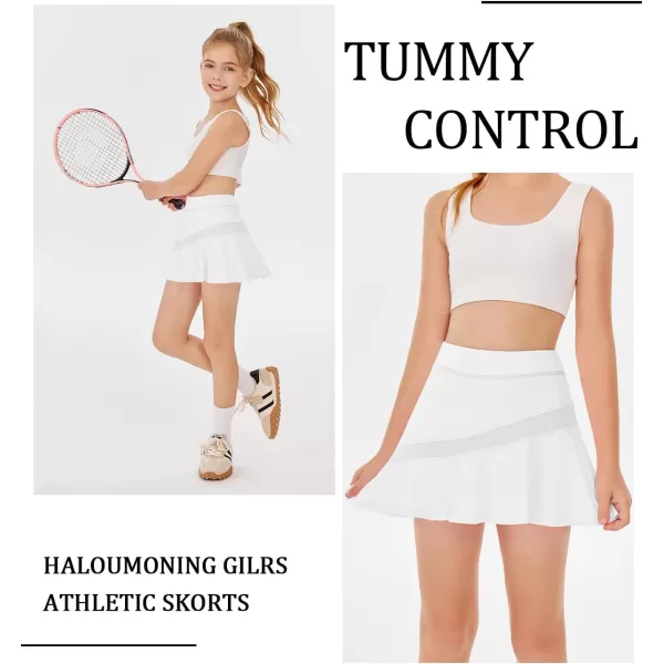 Haloumoning Girls Athletic Tennis Skirts Pleated Workout Golf Skorts with Shorts Pockets