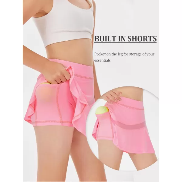 Haloumoning Girls Athletic Tennis Skirts Pleated Workout Golf Skorts with Shorts Pockets