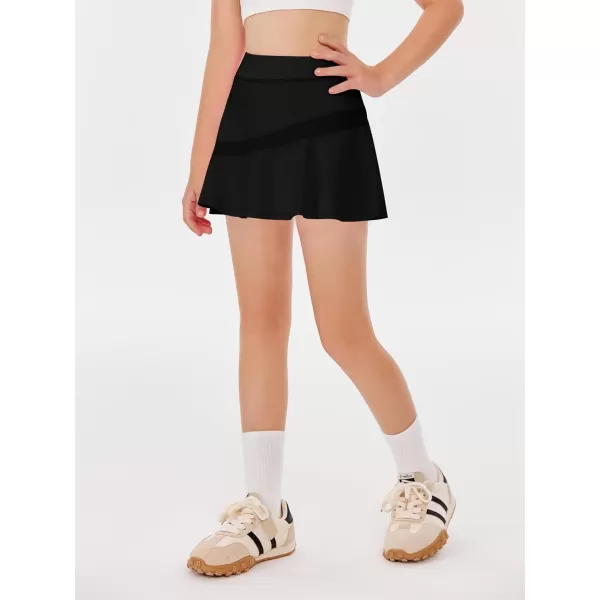 Haloumoning Girls Athletic Tennis Skirts Pleated Workout Golf Skorts with Shorts Pockets