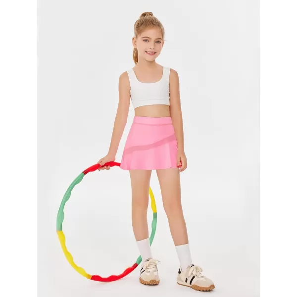 Haloumoning Girls Athletic Tennis Skirts Pleated Workout Golf Skorts with Shorts Pockets