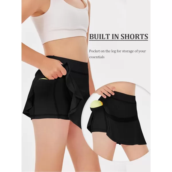 Haloumoning Girls Athletic Tennis Skirts Pleated Workout Golf Skorts with Shorts Pockets
