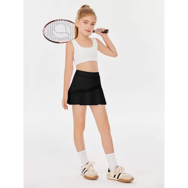 Haloumoning Girls Athletic Tennis Skirts Pleated Workout Golf Skorts with Shorts Pockets