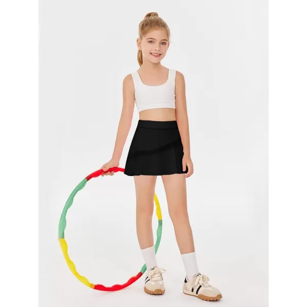 Haloumoning Girls Athletic Tennis Skirts Pleated Workout Golf Skorts with Shorts Pockets