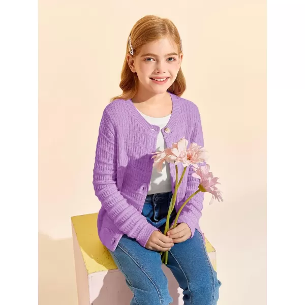 Haloumoning Girls Button Down Cardigan Jackets Kids Long Sleeve Cable Knit Sweaters 5-14 Years