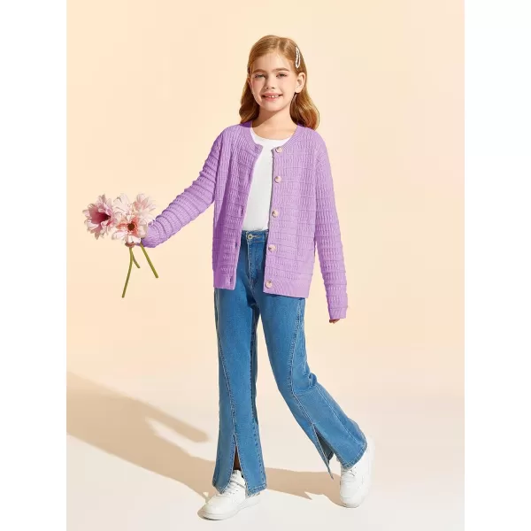 Haloumoning Girls Button Down Cardigan Jackets Kids Long Sleeve Cable Knit Sweaters 5-14 Years