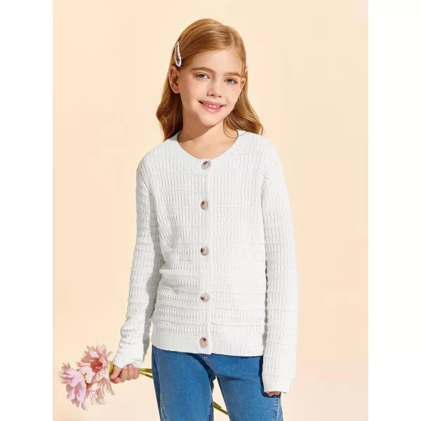 Haloumoning Girls Button Down Cardigan Jackets Kids Long Sleeve Cable Knit Sweaters 5-14 Years