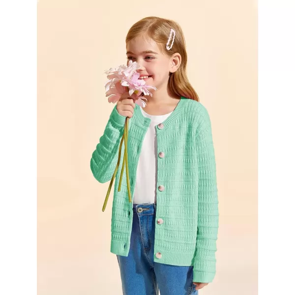 Haloumoning Girls Button Down Cardigan Jackets Kids Long Sleeve Cable Knit Sweaters 5-14 Years