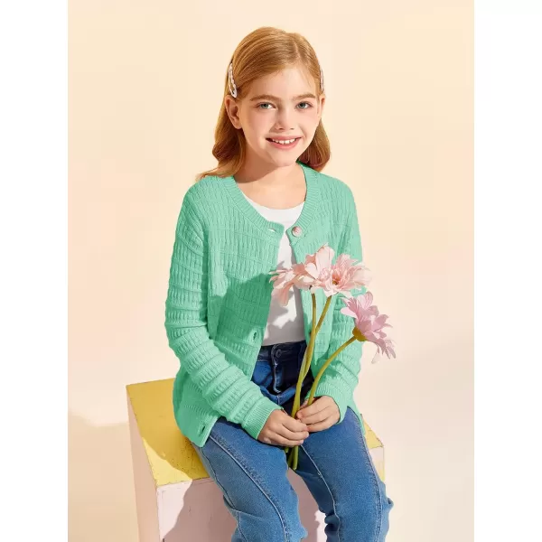 Haloumoning Girls Button Down Cardigan Jackets Kids Long Sleeve Cable Knit Sweaters 5-14 Years