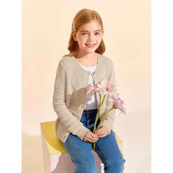 Haloumoning Girls Button Down Cardigan Jackets Kids Long Sleeve Cable Knit Sweaters 5-14 Years