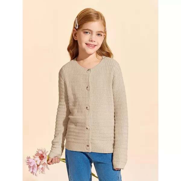 Haloumoning Girls Button Down Cardigan Jackets Kids Long Sleeve Cable Knit Sweaters 5-14 Years