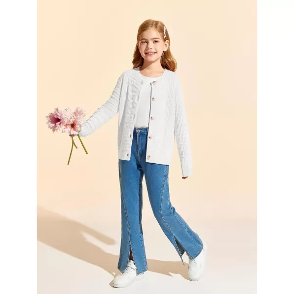 Haloumoning Girls Button Down Cardigan Jackets Kids Long Sleeve Cable Knit Sweaters 5-14 Years