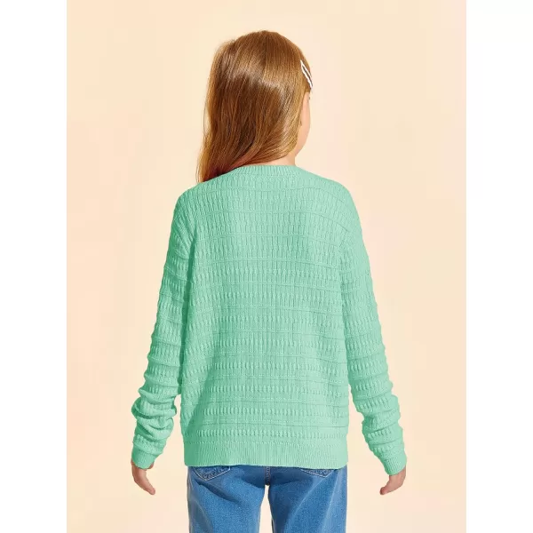 Haloumoning Girls Button Down Cardigan Jackets Kids Long Sleeve Cable Knit Sweaters 5-14 Years