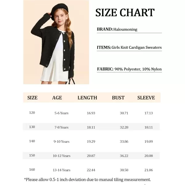 Haloumoning Girls Button Down Cardigan Jackets Kids Long Sleeve Cable Knit Sweaters 5-14 Years