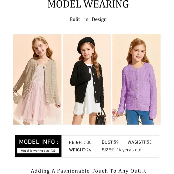 Haloumoning Girls Button Down Cardigan Jackets Kids Long Sleeve Cable Knit Sweaters 5-14 Years