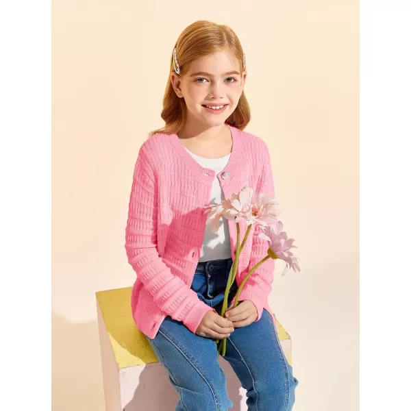 Haloumoning Girls Button Down Cardigan Jackets Kids Long Sleeve Cable Knit Sweaters 5-14 Years