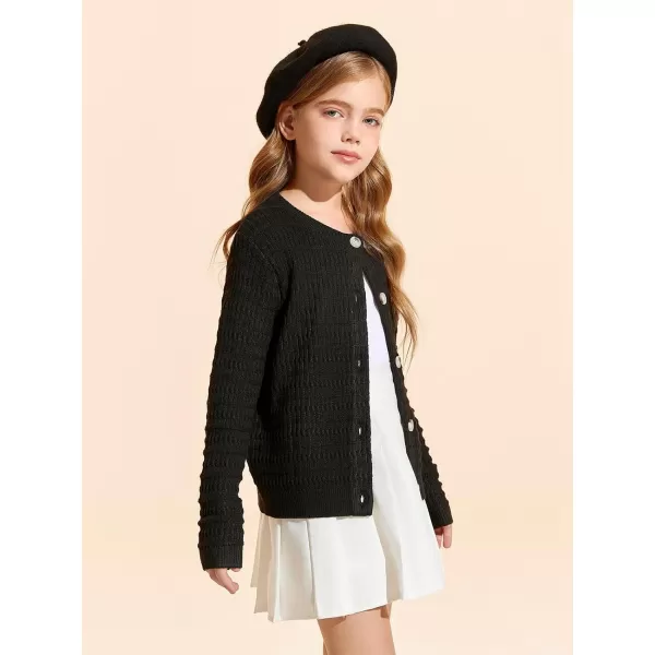 Haloumoning Girls Button Down Cardigan Jackets Kids Long Sleeve Cable Knit Sweaters 5-14 Years
